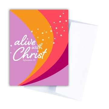 Bright colorful Christian greeting card with the words 
