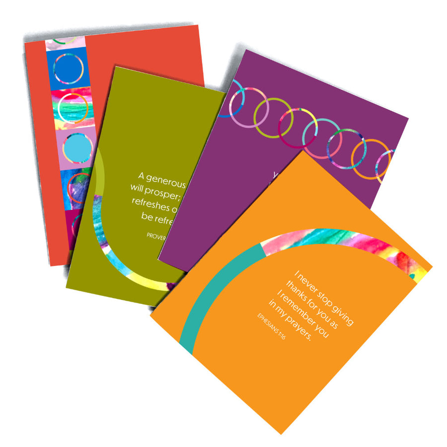 Set of colorful Christian thank you notes