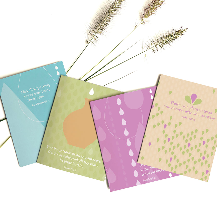 Collection of Christian sympathy card in pastel colors. 4 different designs included in the boxed set.