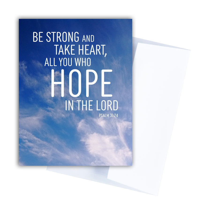 Psalm 31:24 hope Bible verse greeting card for encouragement