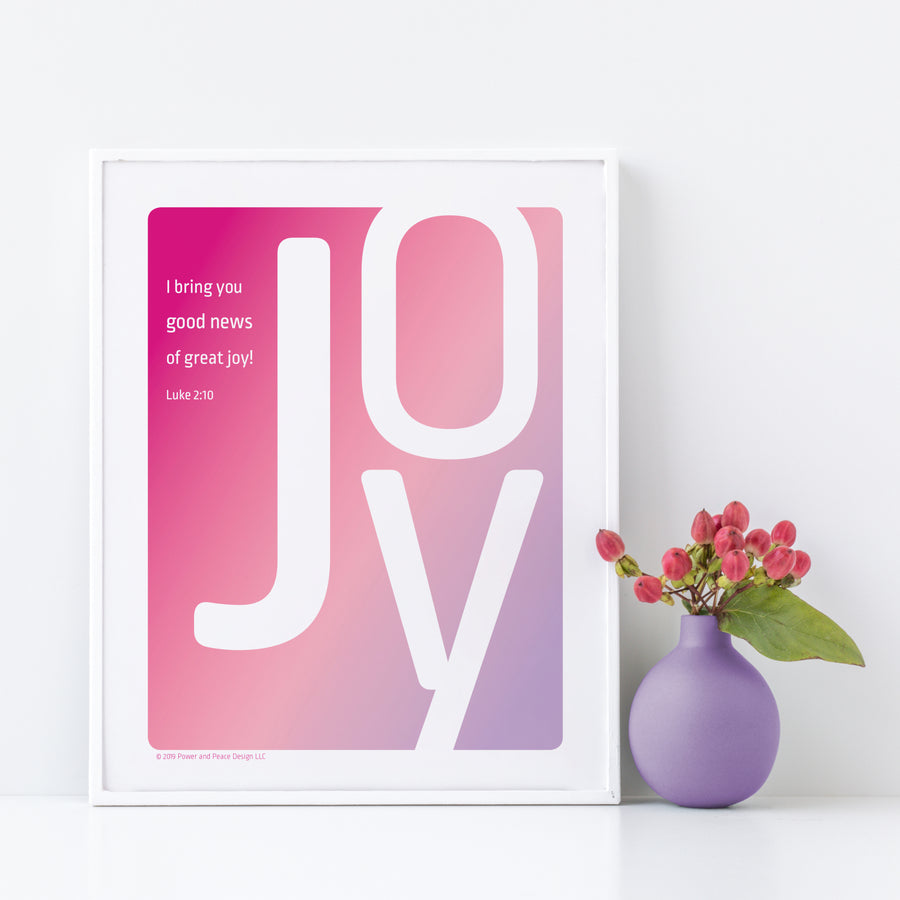 Gift set with pink ombre Luke 2:10 Christian art